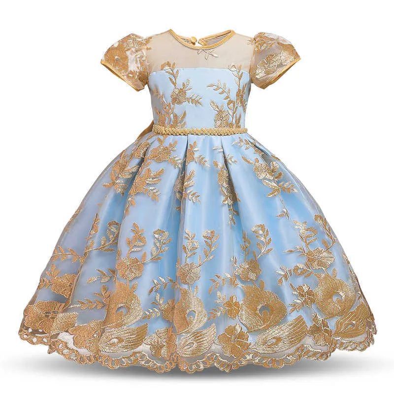 Fiore Vintage Ricamo Ragazze Abito Cerimonia di apertura Abbigliamento Prom Tutu Party Abbigliamento elegante Vestito da principessa ragazze Abiti bambini Q0716