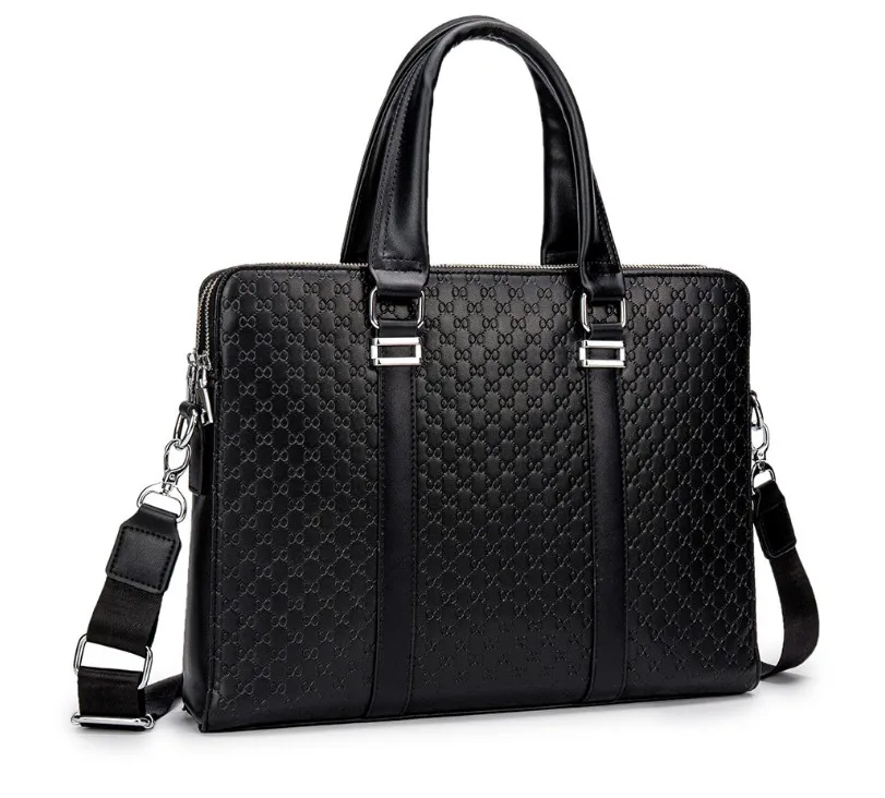 Mężczyźni skórzana torebka 14 torebek w stylu antycznym czarne laptopy biznesowe Attain Portfolio267U
