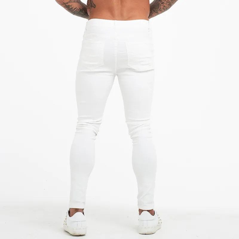 GINGTTO Weiße Männer High Stretch Jeans Sommer Männer Taille Elastische Hosen Plus Größe 36 zm55