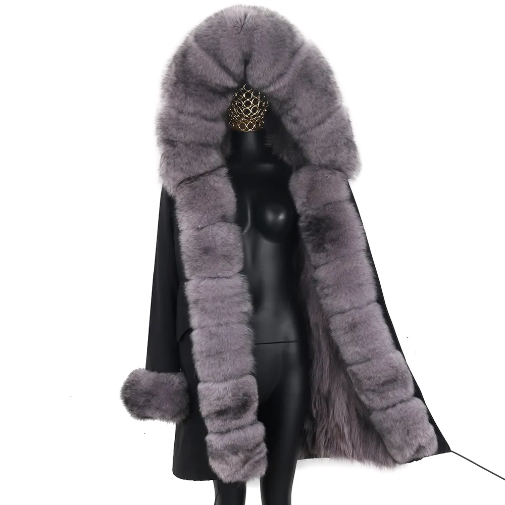 Long Waterproof Parka Winter Jacket Women Real Fur Coat Natural Raccoon Fox Fur Streetwear Detachable Outerwear