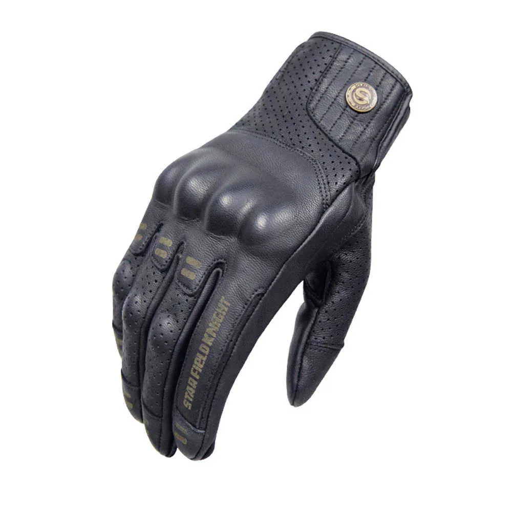 SFK rétro gants de moto respirant en peau de chèvre gants de moto rétro écran tactile modifié quatre saisons gants H1022
