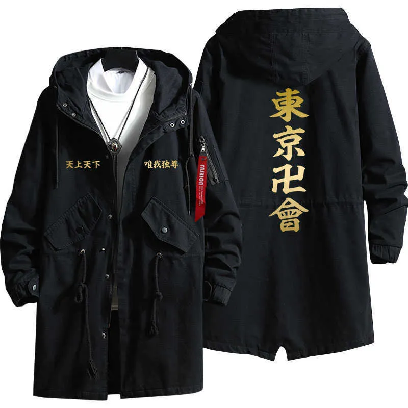 Anime Tokyo Revengers Manjiro Sano Cosplay Kostüm Trençkot Tokyo Manji Gang Siyah Kıyafet Palto Uzun Ceket Y0903