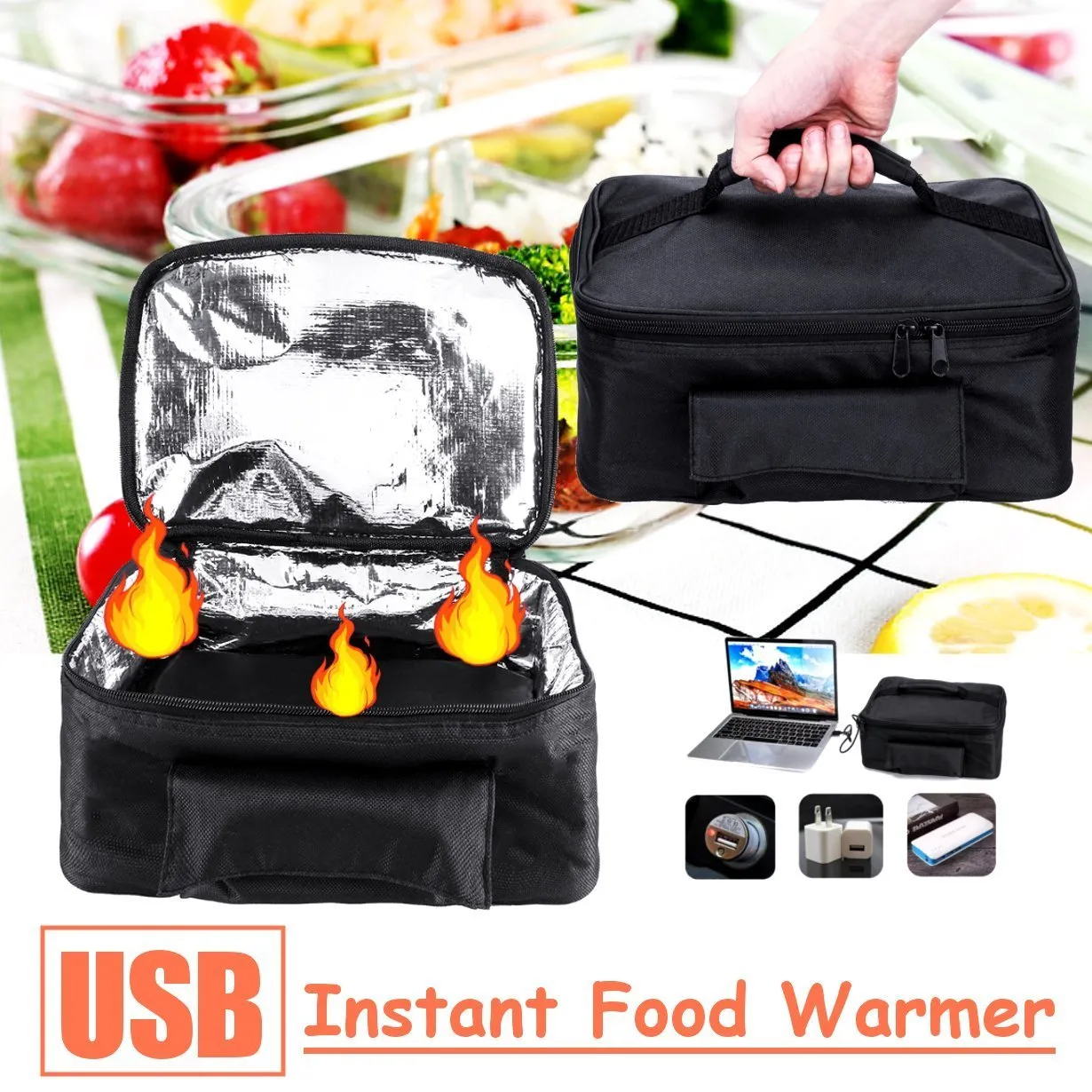 USB Mini Personlig bärbar lunchugnpåse Mat varmare elektrisk värmebox Fordonshold Y200429