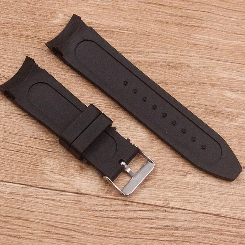 Assista Bandas Acessórios Silicone Strap Curvo Interface 24mm Pin Buckle Men's para todas as marcas255J