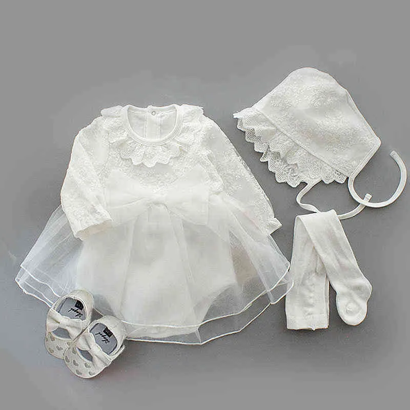 Nouveaux vêtements de baptême pour bébés filles, robes princesse en coton de 0 3 6 12 mois, vêtements de baptême pour bébés G1129