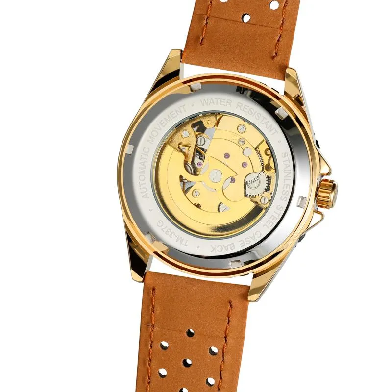 رجال الموضة غير الرسمية Hublo Watch Automatic Mechanical Reloj Hombre Top Leather Watches Forsining Wristwatches340n