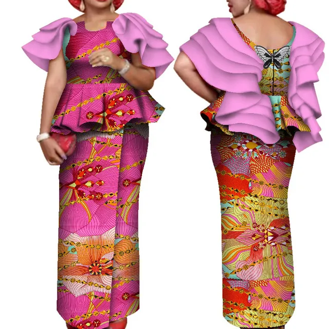 2021アフリカの婦人服ウェーブ服アンカラのドレスエレガントなアフリカの服のエレガントなアフリカ服の気質Wy7643
