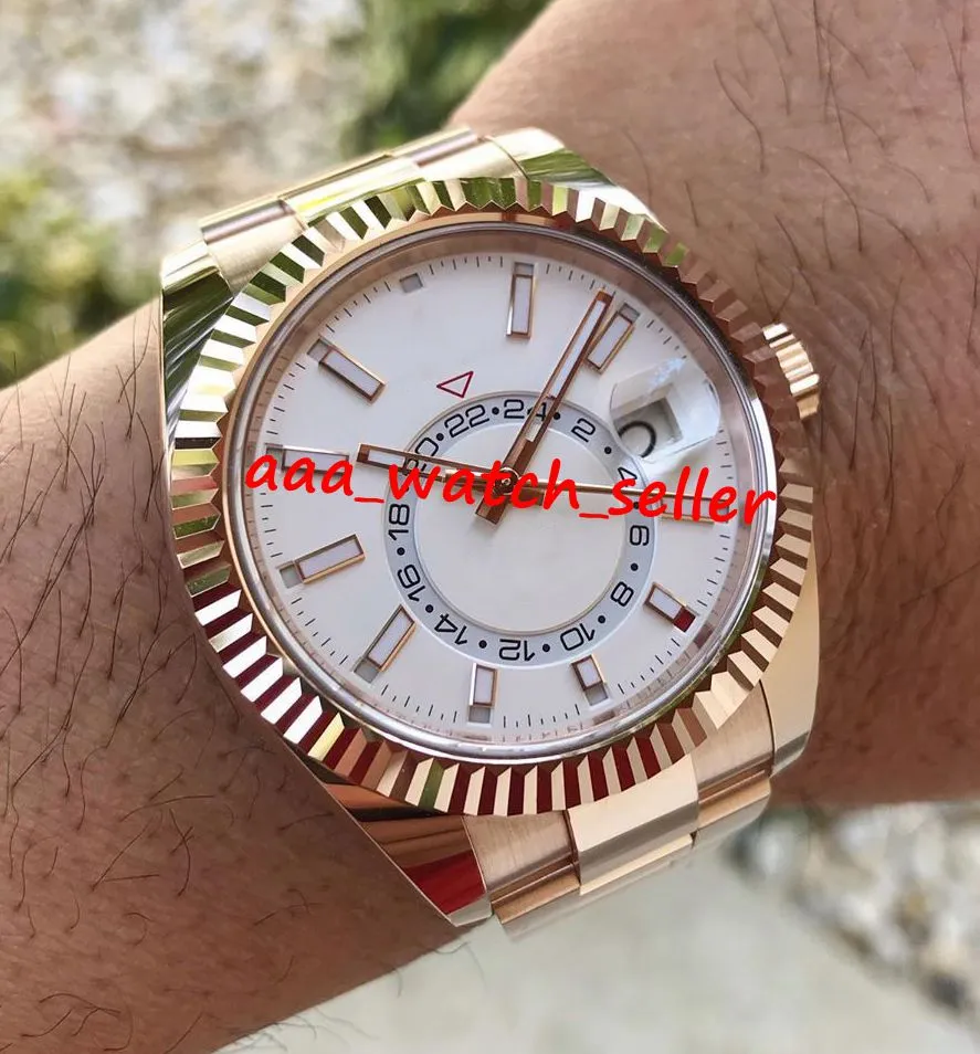 4 cores relógios masculinos de luxo master Sky-D 326935 M326935 326934 326938 caixa de ouro rosa moldura canelada mostrador de ródio mecânico automat233m