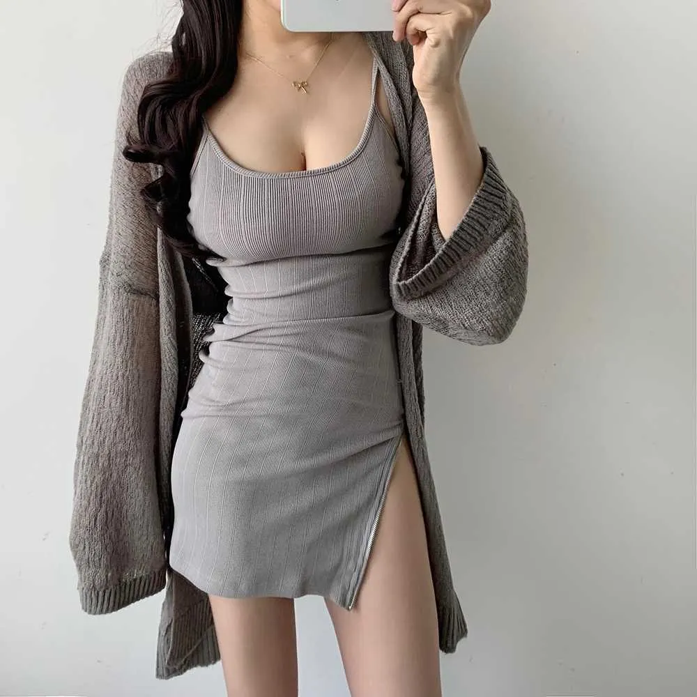 WOMENGAGA Plus Size Fashion Lazy And Relaxed Loose Casual Temperament Thin Knit Long Sweater Cardigan Girl UZRH 210603