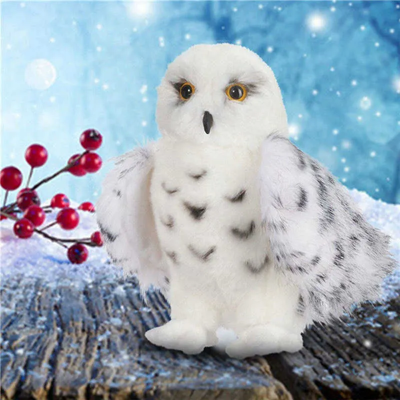 12 inç Premium Kalite Douglas Sihirbazı Karlı Beyaz Peluş Hedwig Baykuş Oyuncak Potter Sevimli Dolması Hayvan Bebek Çocuk Hediye 210728