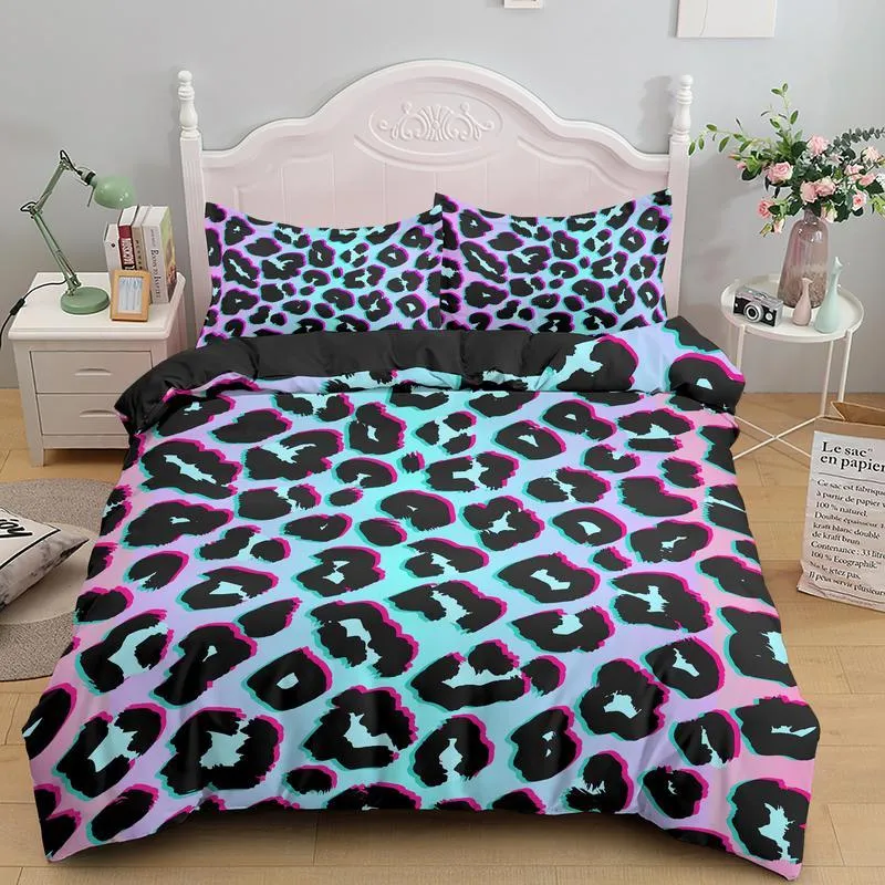 Luxury Leopard Print Bedding Sets Duvet Cover Twin Full Queen King Size Bed Soft Comforter Bedclothes 210309