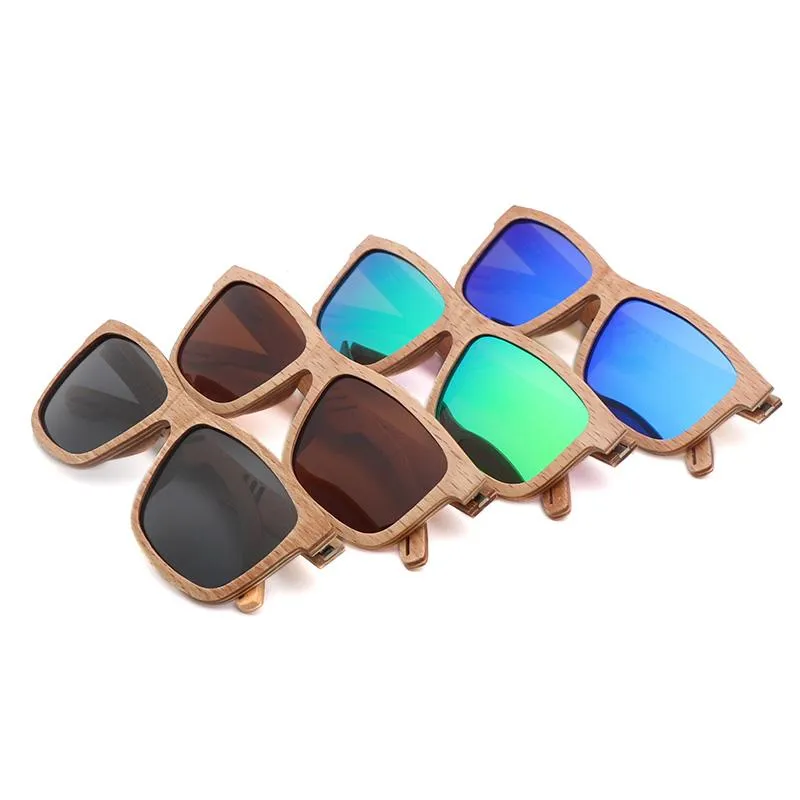 Okulary przeciwsłoneczne ręcznie robione vintage drewno mężczyzn spolaryzowane okulary słoneczne kobiety Uv400 Square Ebony Zebra Wooden 2021 Wysoka jakość2079