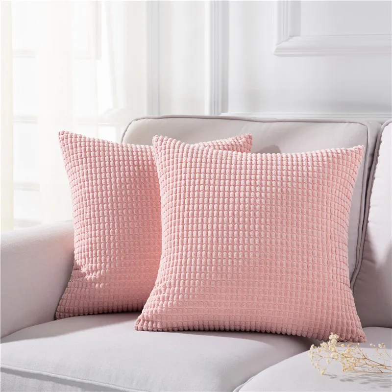 Miękkie poduszki obejmuje różowy sztruksowy poduszki do sofy łóżko domowe dekoracyjne kukurydziane pasek rzucać skrzynkę poduszki 45x45 50x50 dla kanapy 210317
