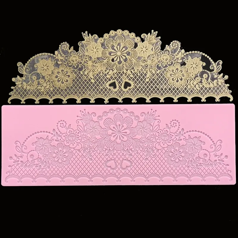 Minsunbak New Lace Silicone Mold Exquisite Wedding Cake Edge Decorationフォンダンレースマットフードグレードシリコン2102259401773