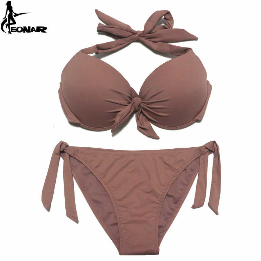 EONAR Bikini sólido trajes de baño mujeres Push Up Set corte brasileño/clásico inferior trajes de baño Sexy de talla grande traje de baño 210630