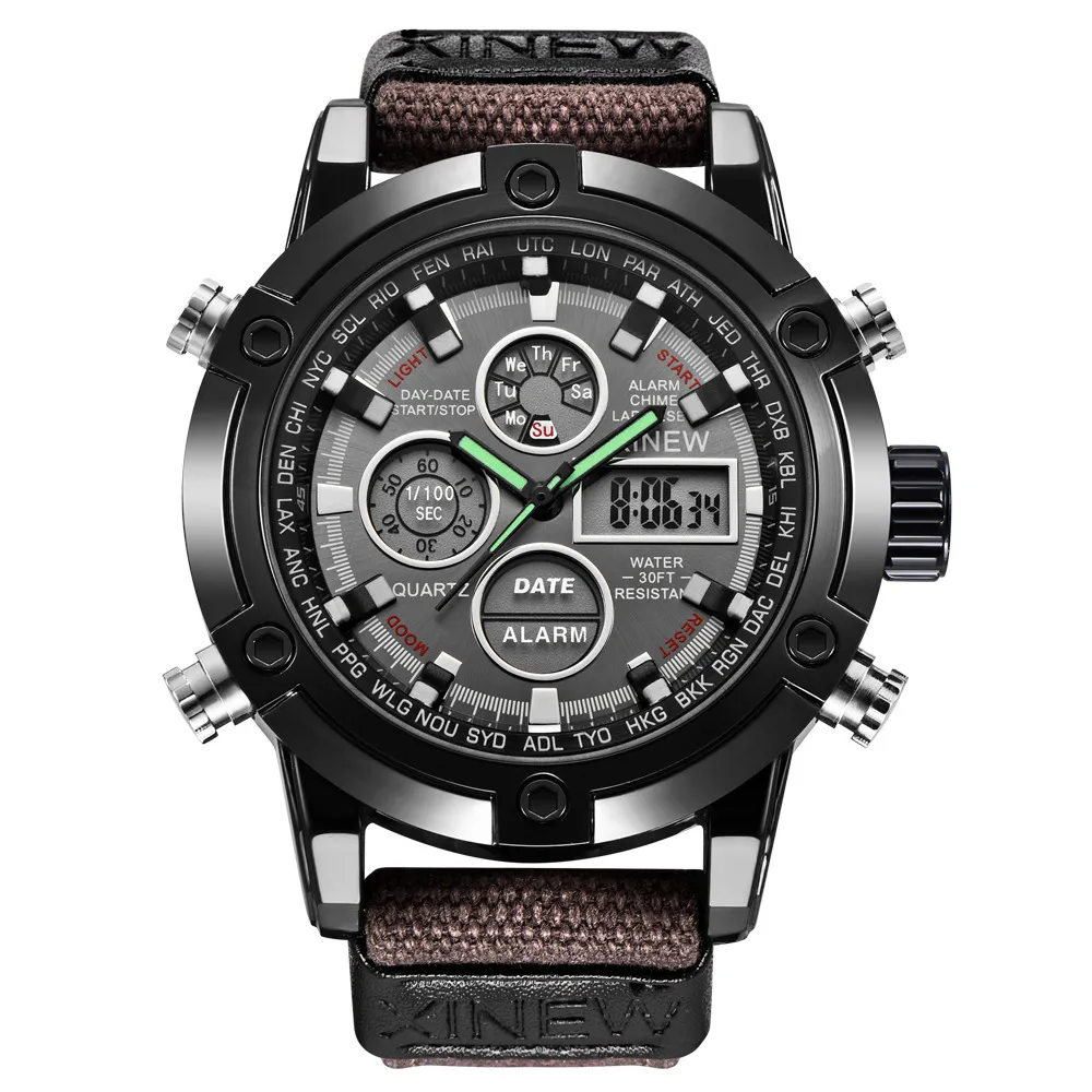Watch Men's Fabric Belt Sports Watches Design Steel Watch Back Men's Brand Watches Waterproof