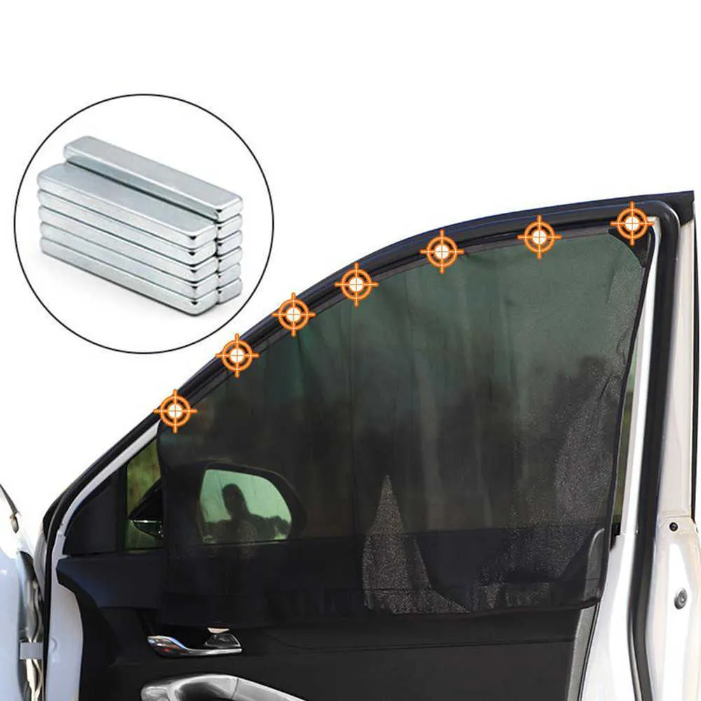 4 stks Magnetische Auto Side Front Achterruit Zonnescherm Cover Mesh Shield UV-bescherming Zwart Auto Exterieur Onderdelen Auto Sun Shade