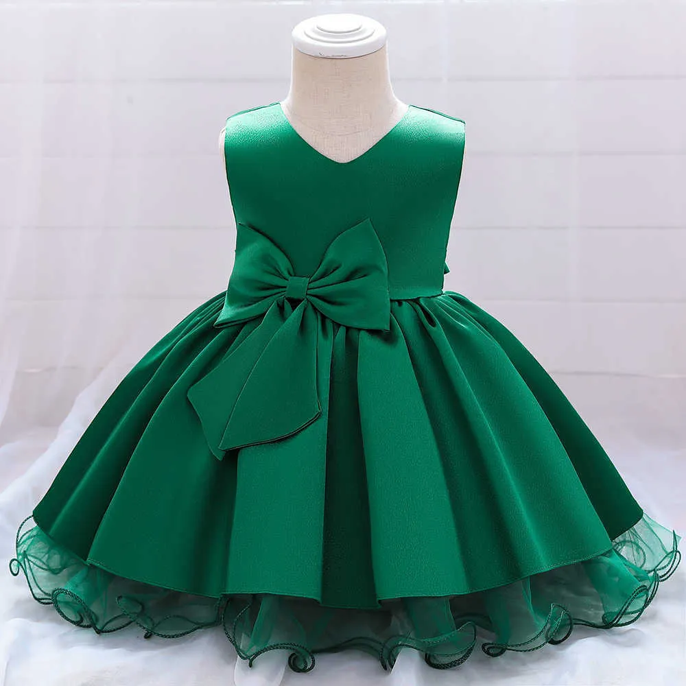 Weiße Hochzeit Satin Prinzessin Baby Mädchen Kleid Perlen Schleife Geburtstag Abend Party Säuglingskleid für Mädchen Gala Kinderkleidung 2 8 10 Jahre Q0716