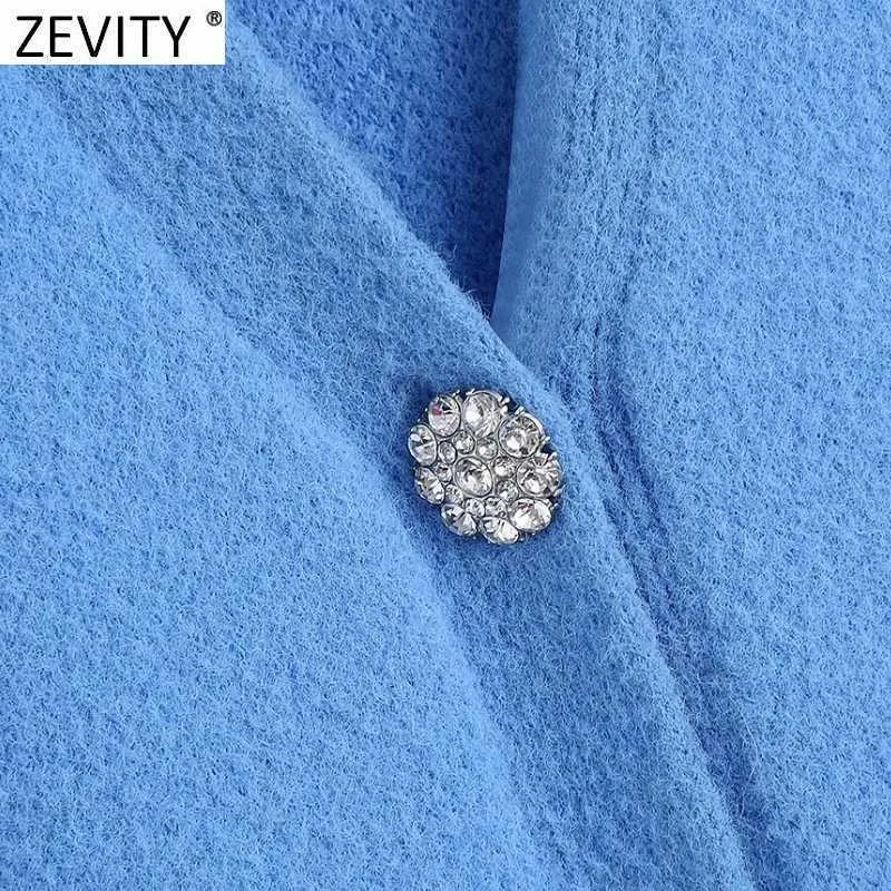 Zevity Women Fashion V Neck Solid Diamond Knappar Mjuk Stickning Sweater Kvinna Ärmlös Casual Vest Chic Cardigans Tops S648 210603