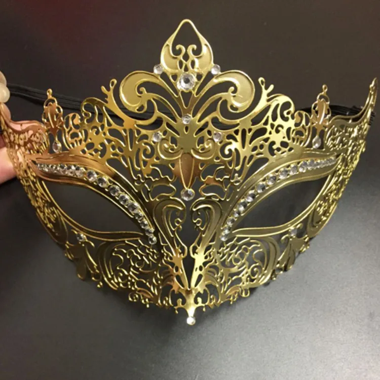 Złoty wysoki koniec Diament Sexy Lady Masquerade Carnival Princess Halloween Maska Cały 1 sztuk