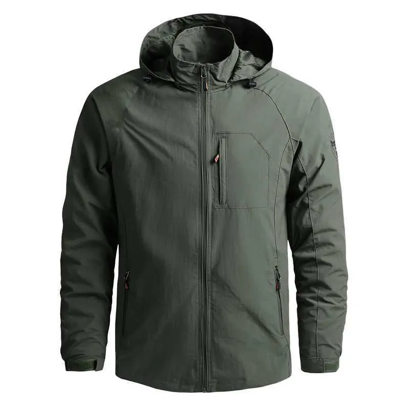 Giacca da uomo impermeabile con cappuccio giacca a vento cappotto autunno casual giacca da trekking all'aperto tattica militare 5XL 210909
