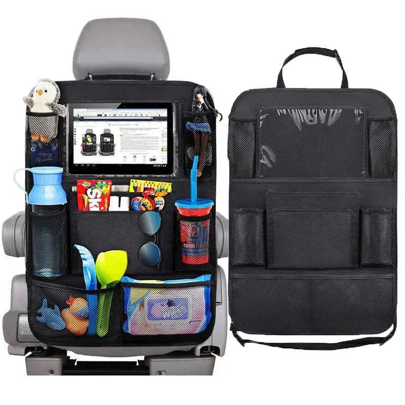 BACK SEAT CAR Organizer 9 Förvaringsfickor med pekskärm Tablethållare Protector för barn Barntillbehör