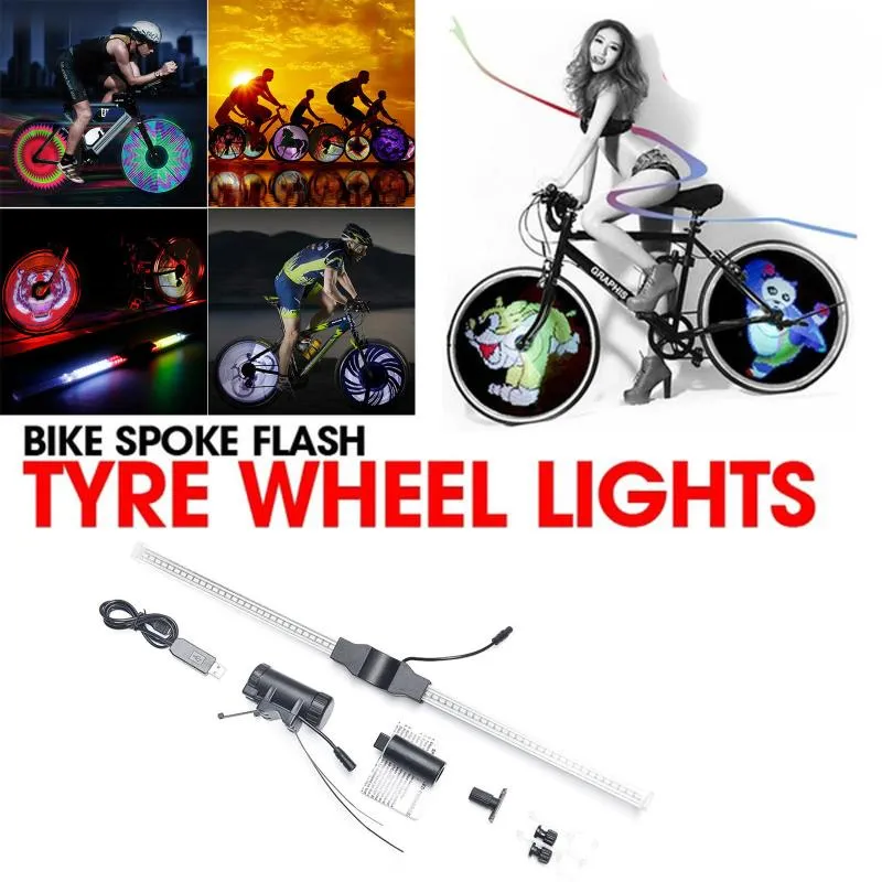 Led Programmable bricolage Cool images vélo vélo rayon Flash pneu roue lumières Luces de radios de bicicleta279i