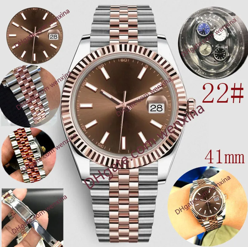 Top Automatic 2813 MEKANISKA WATCH MEN Big Magnifier 41mm rostfritt stål Vattentät president Mens Watches Male Wristw330Z