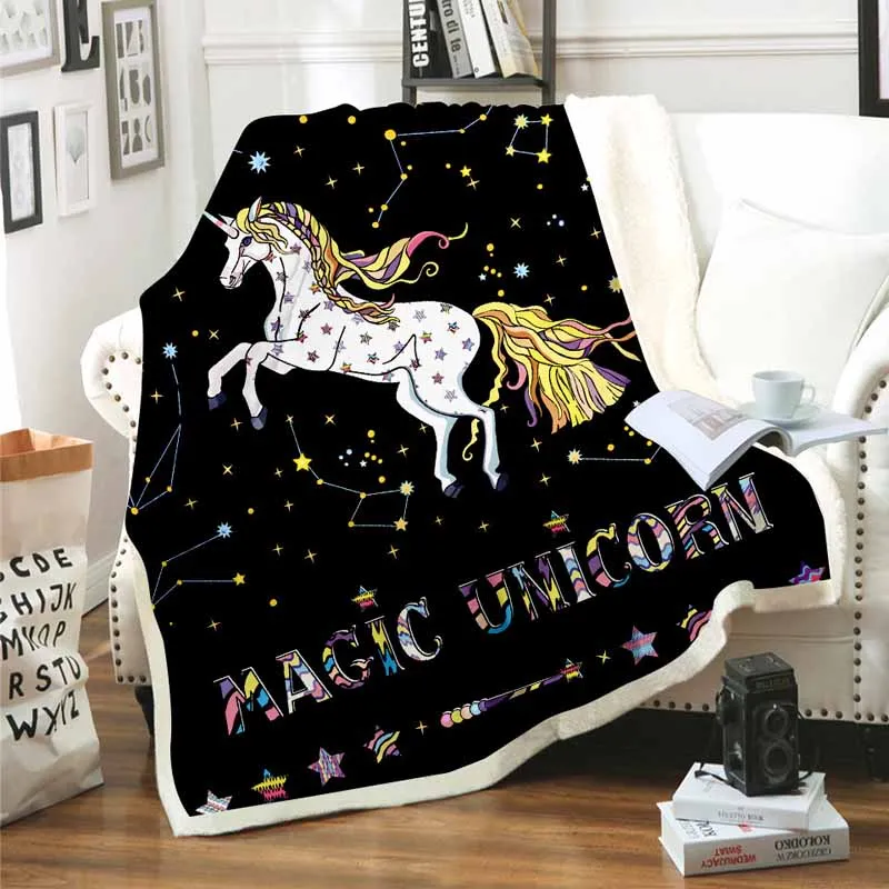 Rainbow Unicorn Filt för sängen SOFA VARMT BOMULL Lamm Ull Mysiga filtar Kasta filtar Rektangel Office Weighted2878