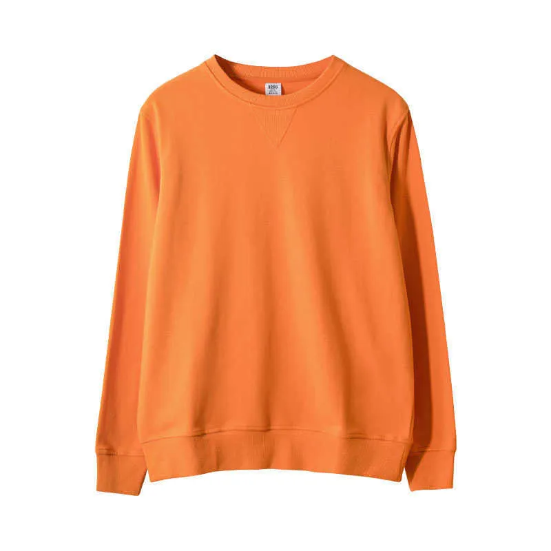 가을 긴 소매 여성 후드 퓨어 컬러 캐주얼 탑 커플의 O 넥 목화 후드 스웨터 210721