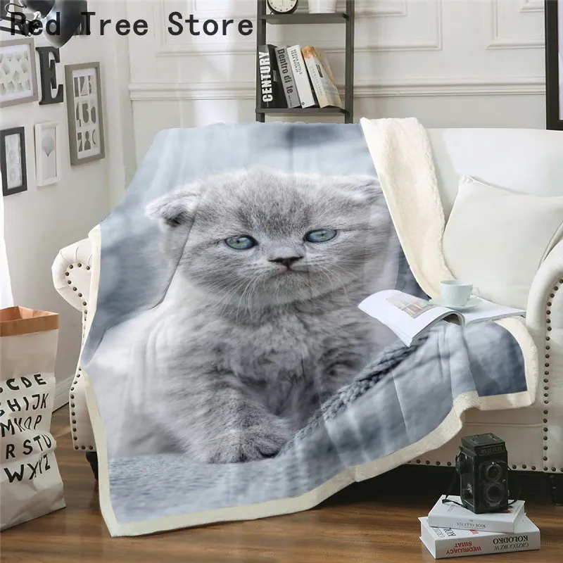 Soft Throw Blanket Astronaut Cat Carton 3D Plush Blankets Bedspread For Kids Girls Couch Quilt Cover for Travel Office Nap Use