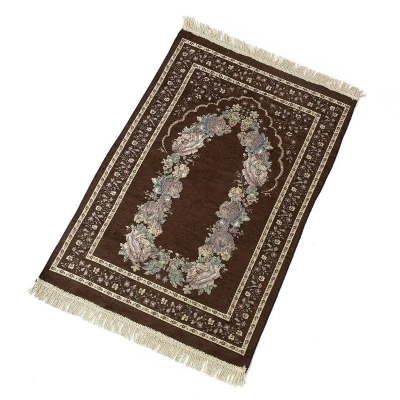 70x110CM Turc Islamique Musulman Tapis De Prière Tapis Vintage Coloré Floral Ramadan Eid Cadeaux Décoration Tapis Avec Glands Garniture 210301