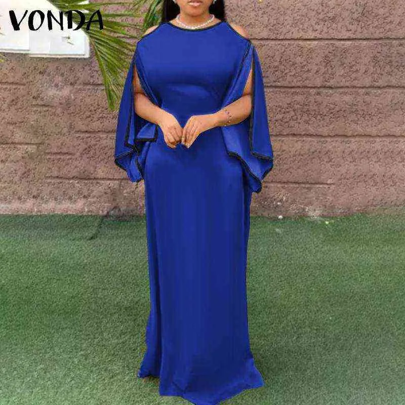 Vonda Mulheres Maxi Vestidos 2021 Summer Off Should Ball Vestido Vestidos de Queda Sexy Sem Mangas Party Bohemian Vestidos Oversized Y1204