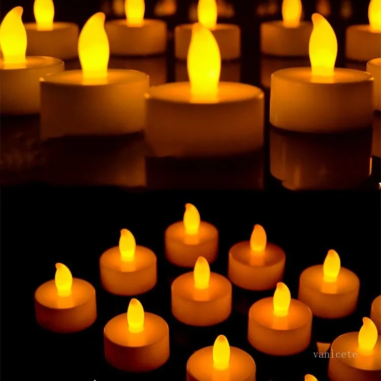 Amarillo Colorido Ramadán decoración led vela lámpara intermitente Velas sin llama decoración del hogar 1 lote / 24 piezas T2I52176