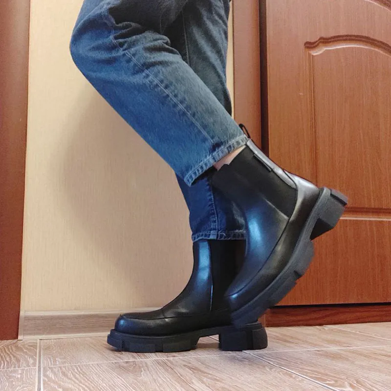 RIZABINA Ins cuir véritable femmes bottines mode plate-forme fourrure chaude talon haut chaussures d'hiver femme chaussures décontractées taille 35-42 K78