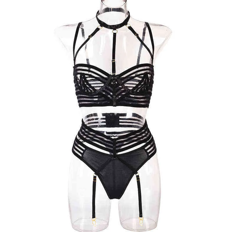 NXY Sexy Zestaw A Aduloty Styl Webbing Szycie Wiszące Neck Sexy Bielizna Cienka Przeglądanie Damskie Pas Podwiązki Erotyczne Bielizna Bra Set 1128