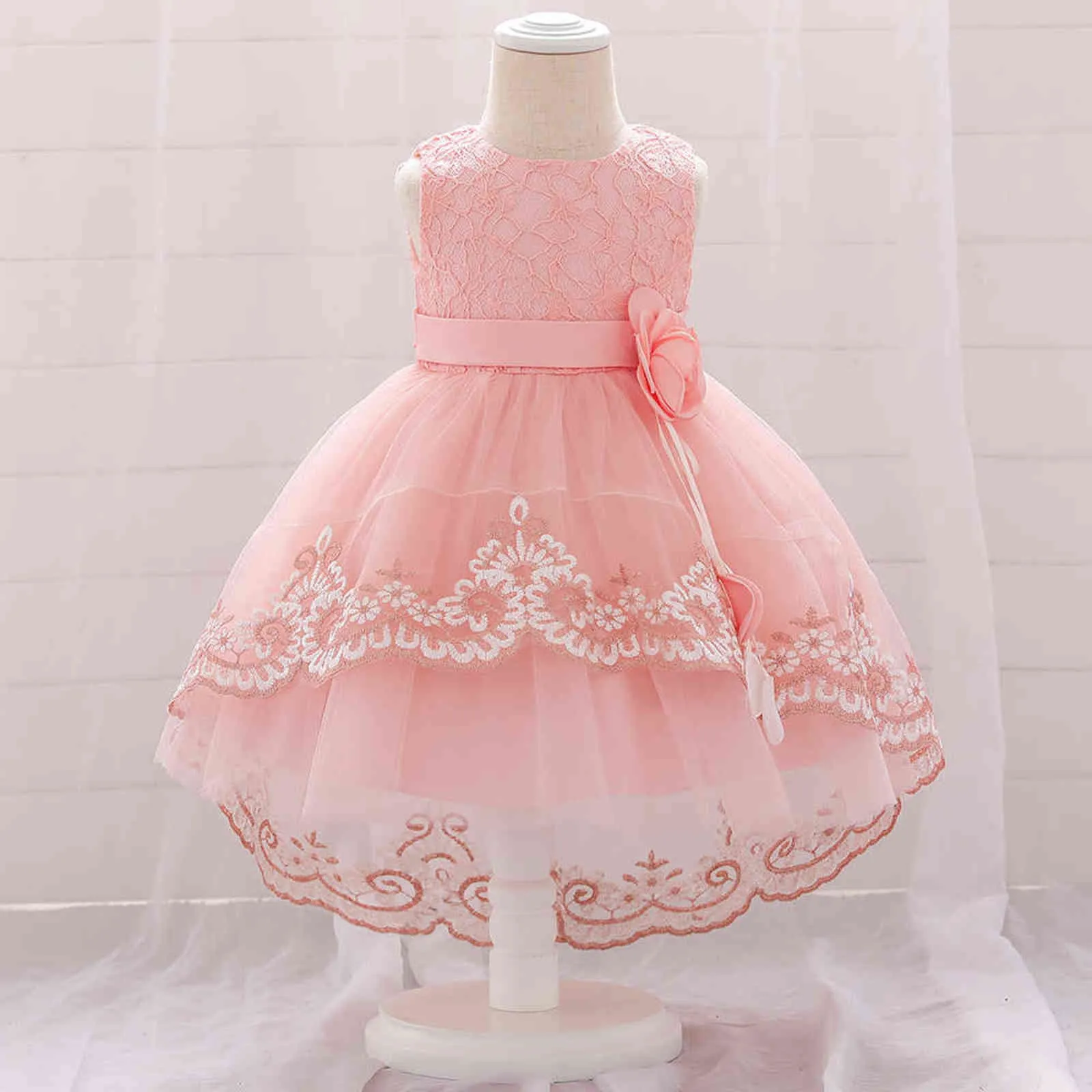 Enfant en bas âge bébé filles robes fleur robes de baptême bébé baptême princesse traînant 1ère année anniversaire robe enfants vêtements G1129