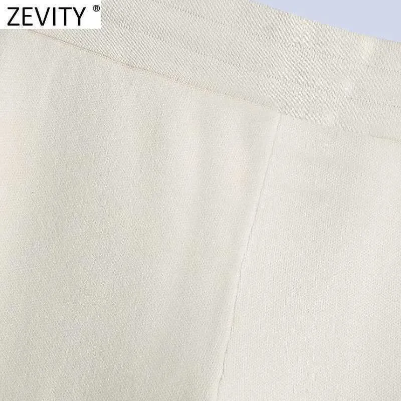 Zevity Women Fashion Solid Color Lace Up Knitting Harem Pants Female Chic Pockets Patch Casual Slim Sport Jogging Trousers P1009 210603