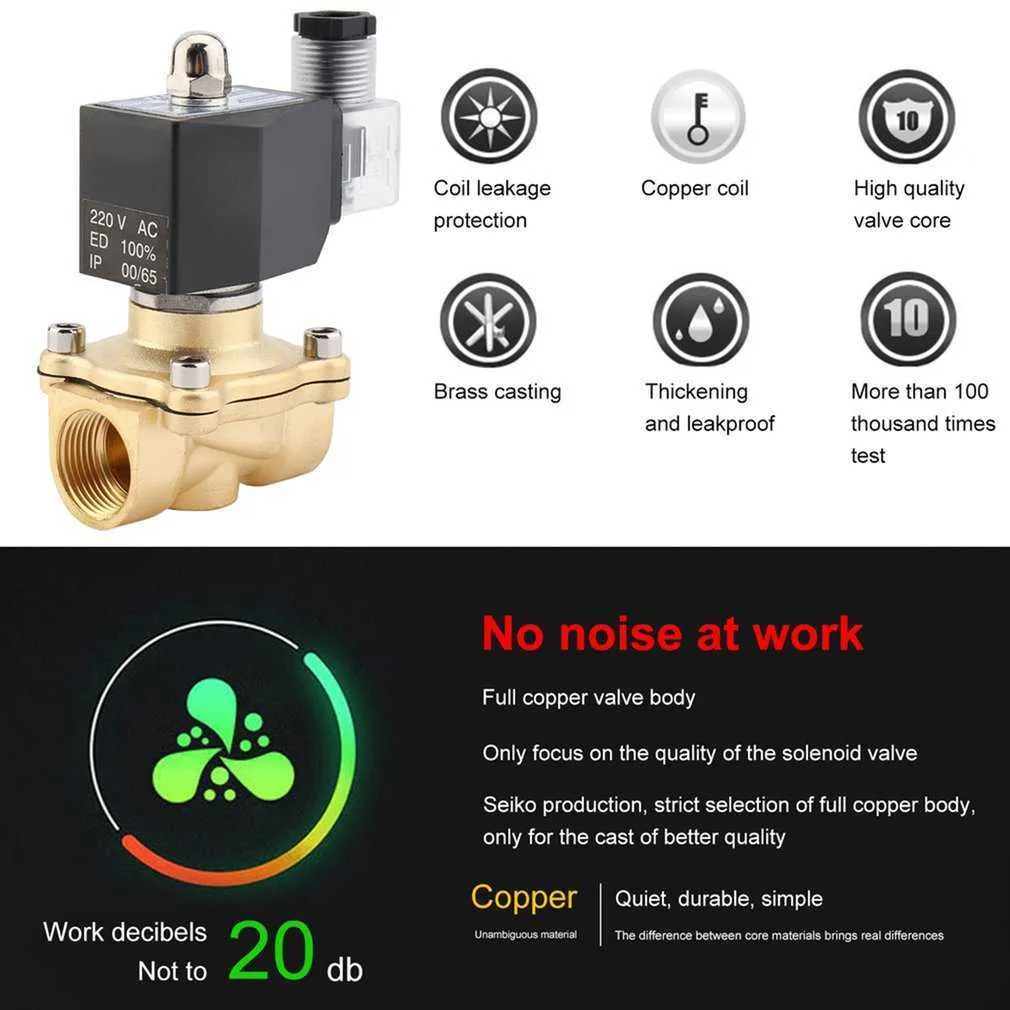 Practical 3/4 Inch AC 220V 2W Square Coil Pure Copper Direct Acting Solenoid Single Electromagnetic High Quality 210727