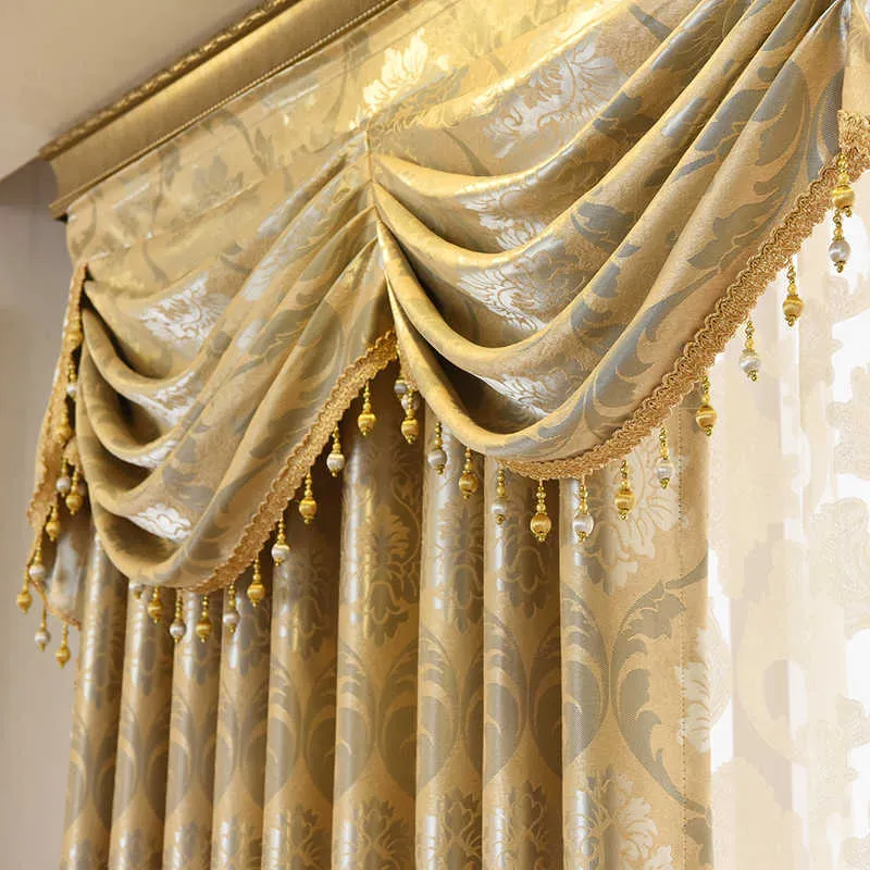 Gardin tulle för vardagsrum matrum Valance lyx europeisk stil förtjockning skuggning modern fönster mantel villa 210712