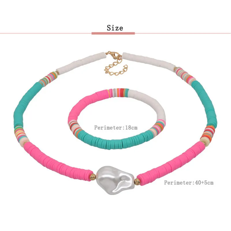 Été bohême argile douce pour les femmes déclaration Imitation perle collier ras du cou mode coloré plage bijoux