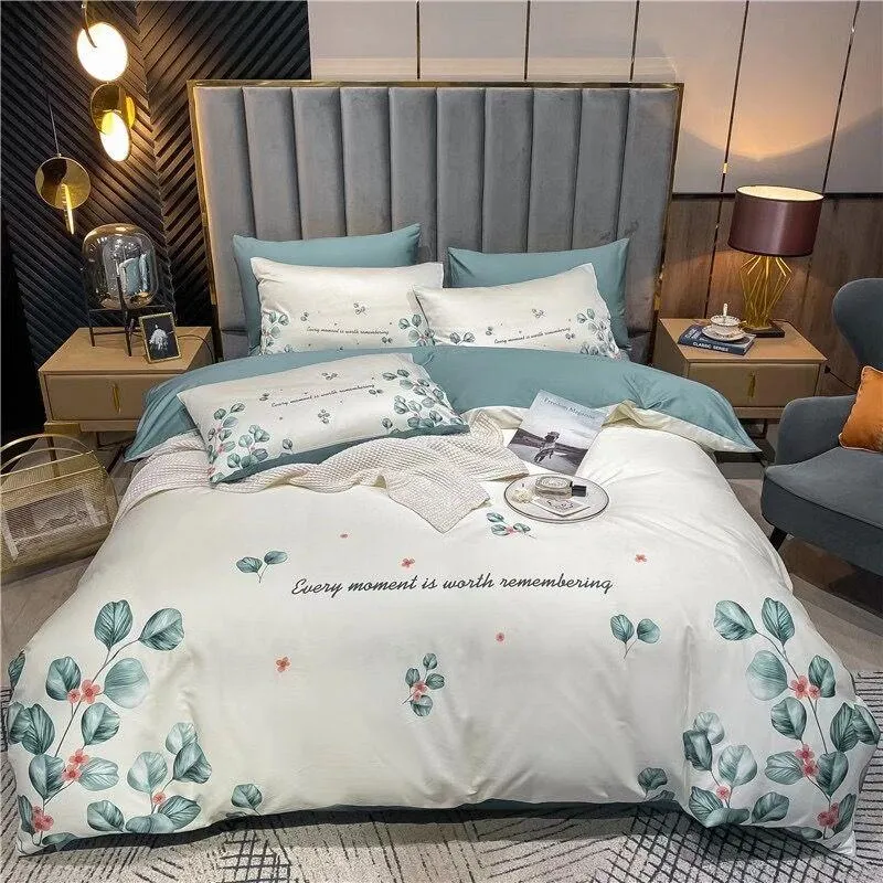 Luxus-Baumwoll-Designer-Bettwäsche-Set, gelbes und blaues Winter-Queensize-Bettdecken-Set