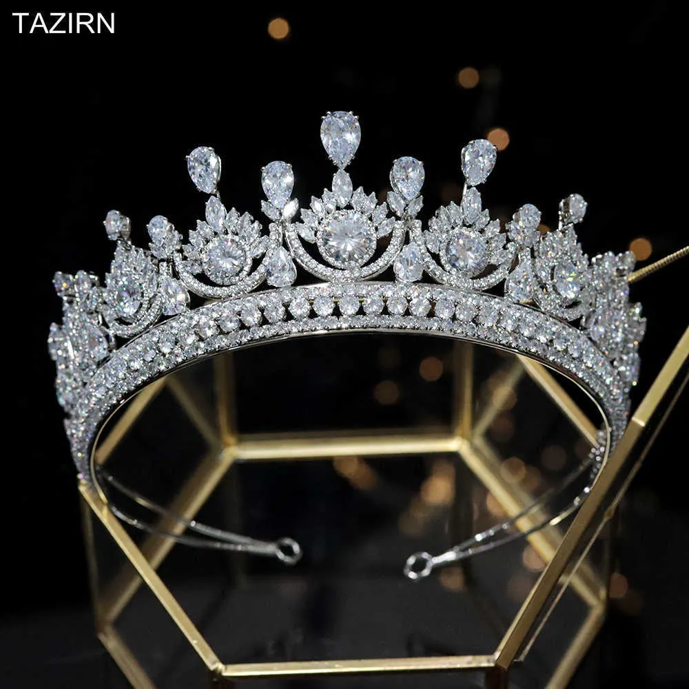 Trend Tiaras CZ Kobiety Korony ślubne Cyrkon Akcesoria Biżuteria Akcesoria Księżniczka Urodziny Urodziny Urodziny Najlepsze prezenty dla Bride X0625