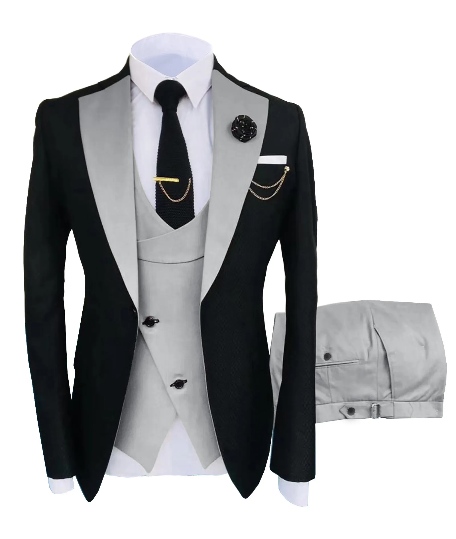 Designers Fashion Men Suit Formal Business Suits Champagne Beige Tuxedos for Wedding Groom Blazer Pants Vest