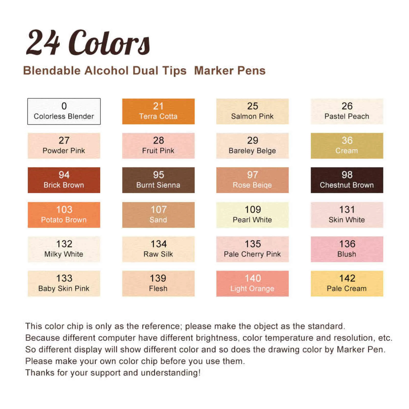 24 färger skiss hudtoner markörpenna konstnär dubbelhöjd alkohol baserad manga konstmarkörer borstpenna 211104