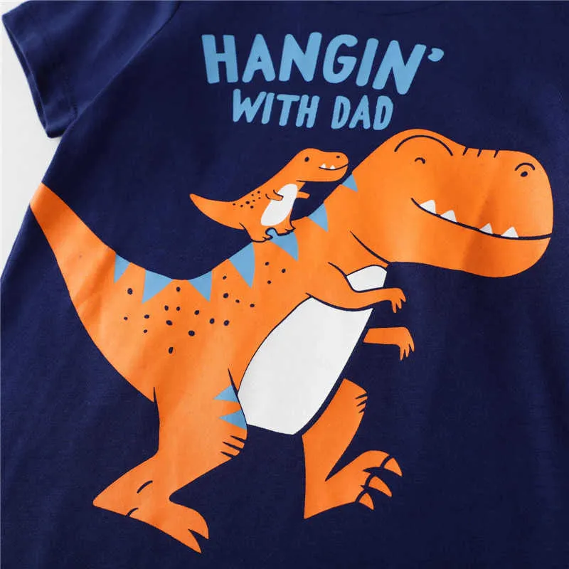 Saut mètres dinosaures t-shirts pour garçons filles vêtements d'été 100% coton animaux imprimer mignon bébé vêtements t-shirts hauts 210529