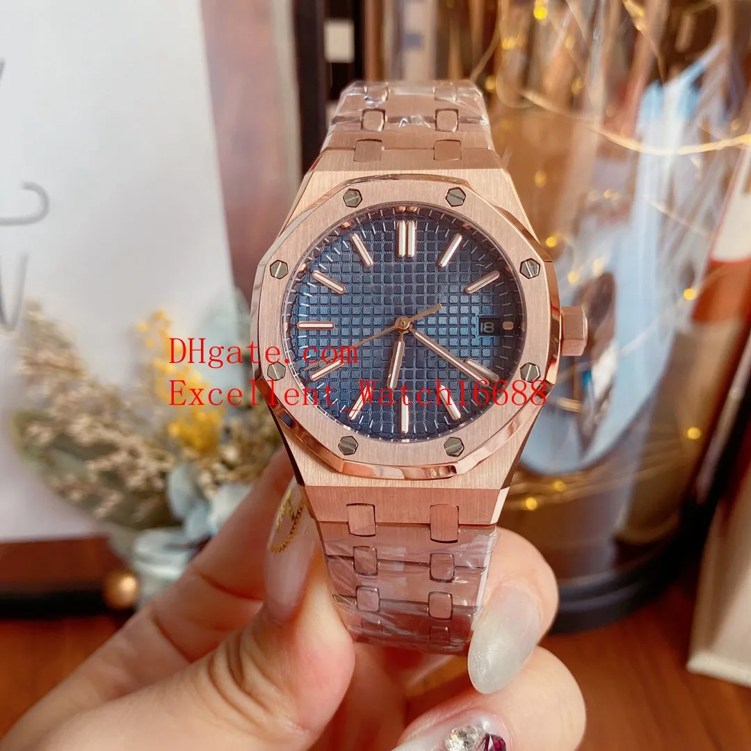 8 -Style -Armbanduhren Unisex 37mm 15450 18K Roségold Asien 2813 Bewegung Automatisch mechanische transparente Uhr Wache 322L