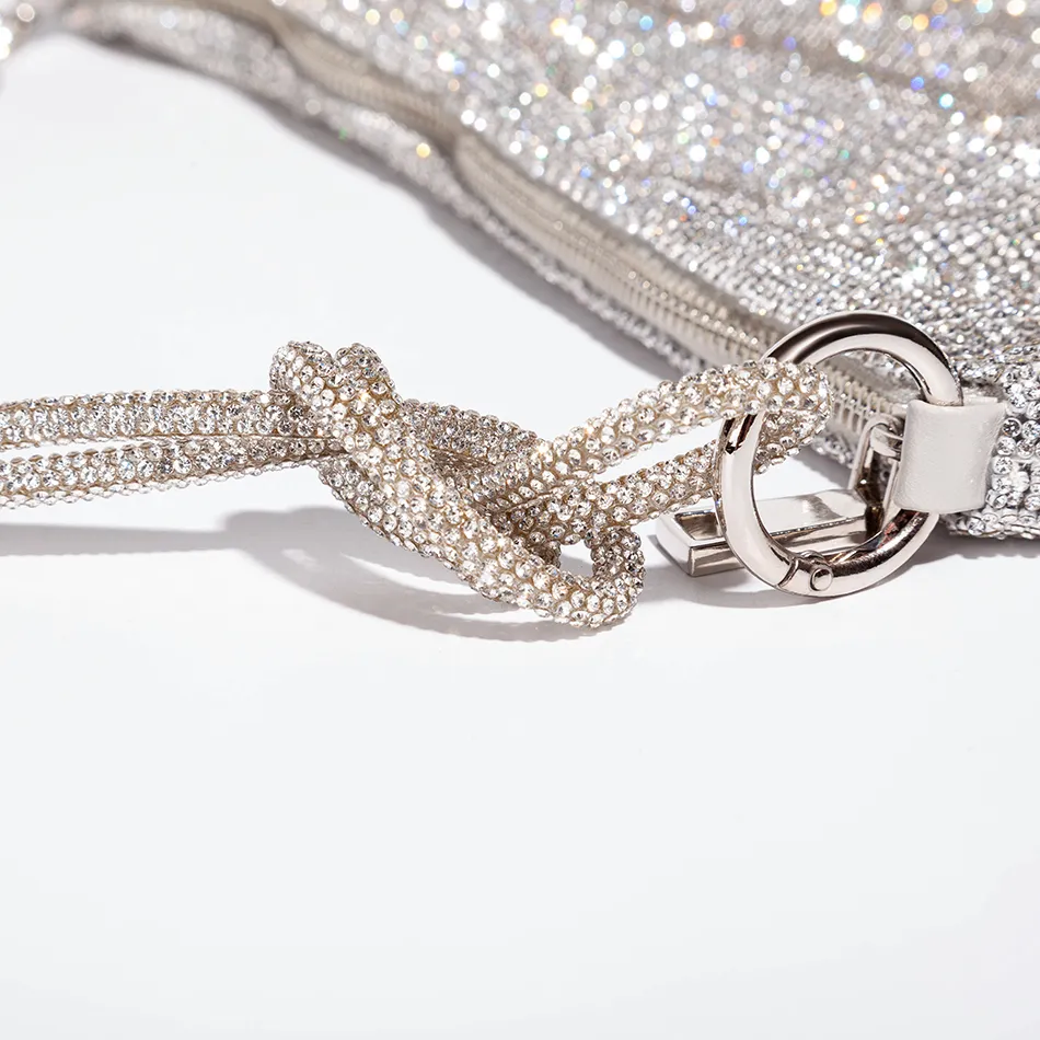 Knot Handle Rhinestones Evening Clutch Bag Crystal Diamonds Dinner Party Wedding Purses And Handbag Designer Fashion300v