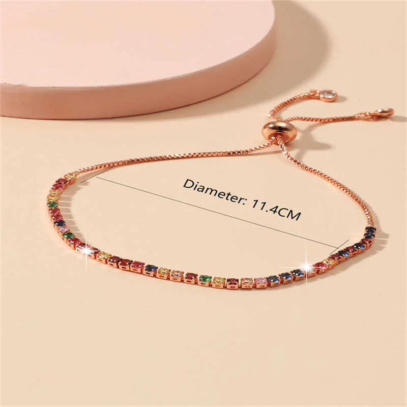 European and American Inlaid Zircon Bracelet Women's Personality Color Zircon Bracelet Adjustable Pull Bracelet G1026