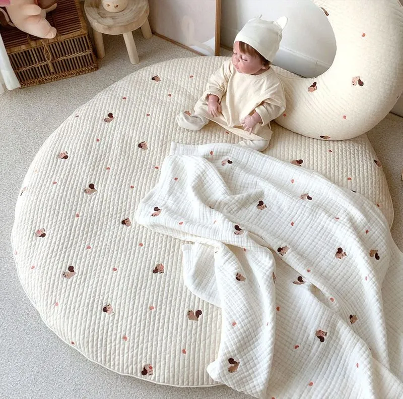 Baby Play Mat Born Round Cushion Pad Seat Cushion Kids Pillow Thick Cotton Play Pad Crwaling Mat mattan Golvmatta Baby 2202122761255